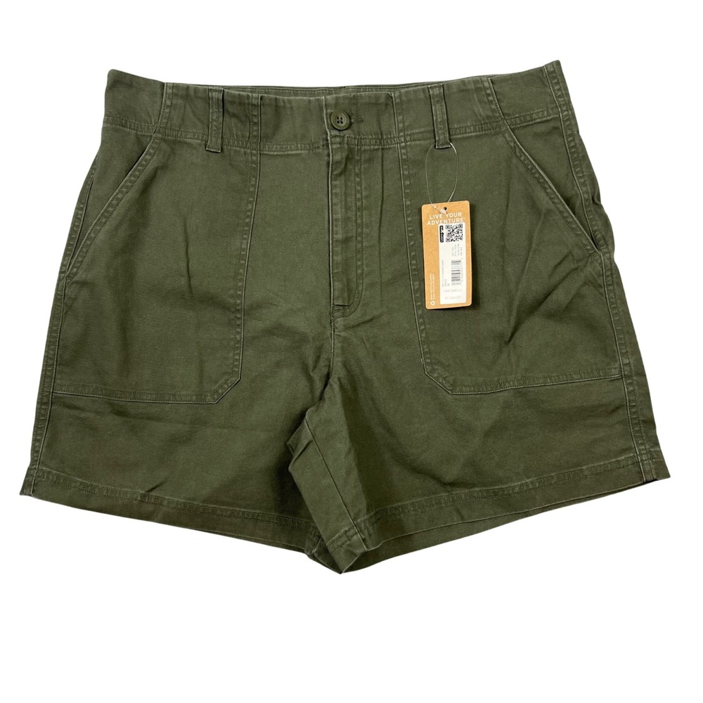 Eddie Bauer Womens 14 Green Shorts Utility Cotton Stretch Hiking Outdoor